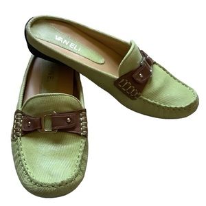 Van Eli Slip On Loafer Buckle Mules Slides Green Sz 6